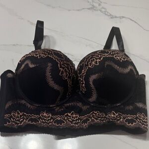 Chic Black and Tan Lace Bra